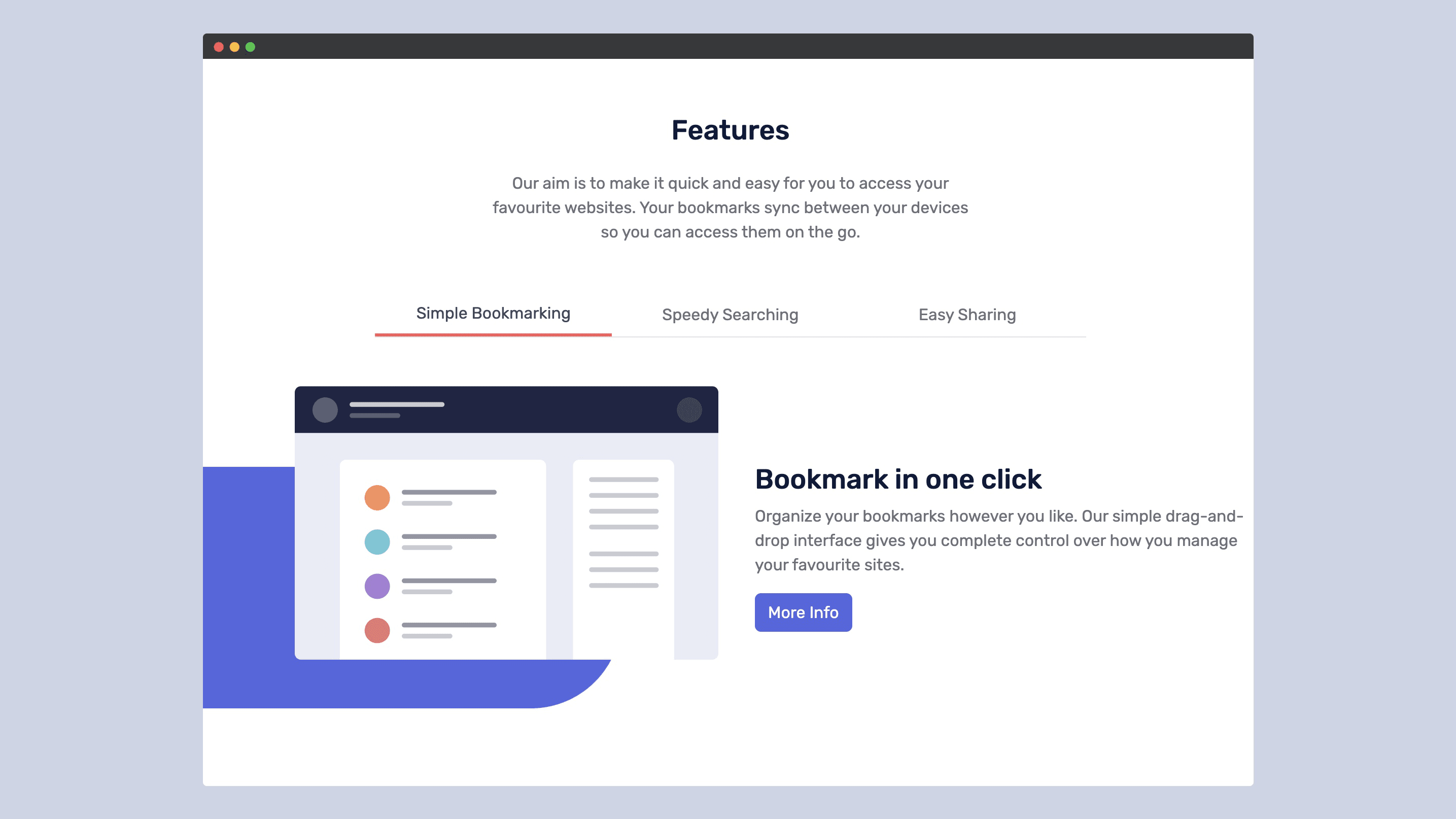 Showcase image no. 1 for A Simple Bookmark Manager