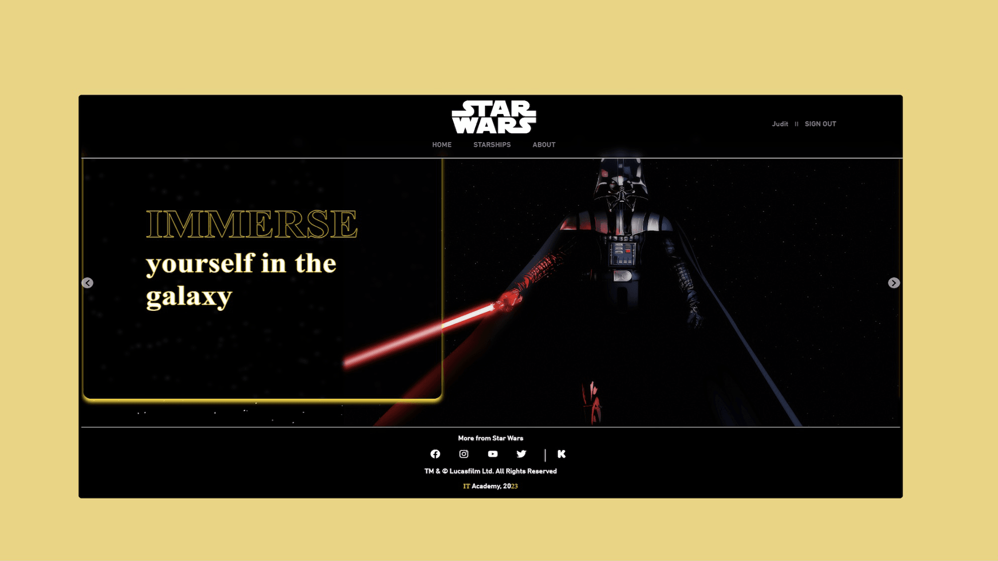 Showcase image for Star Wars Application